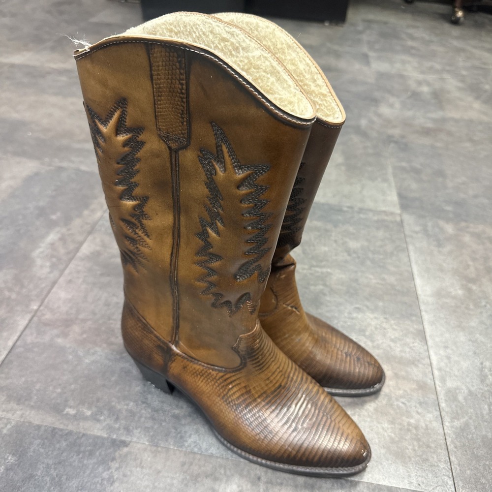 Western Cowboy Boots Women's 8 Rodeo Shearling Lined Boho Festival Country - Picture 3 of 8
